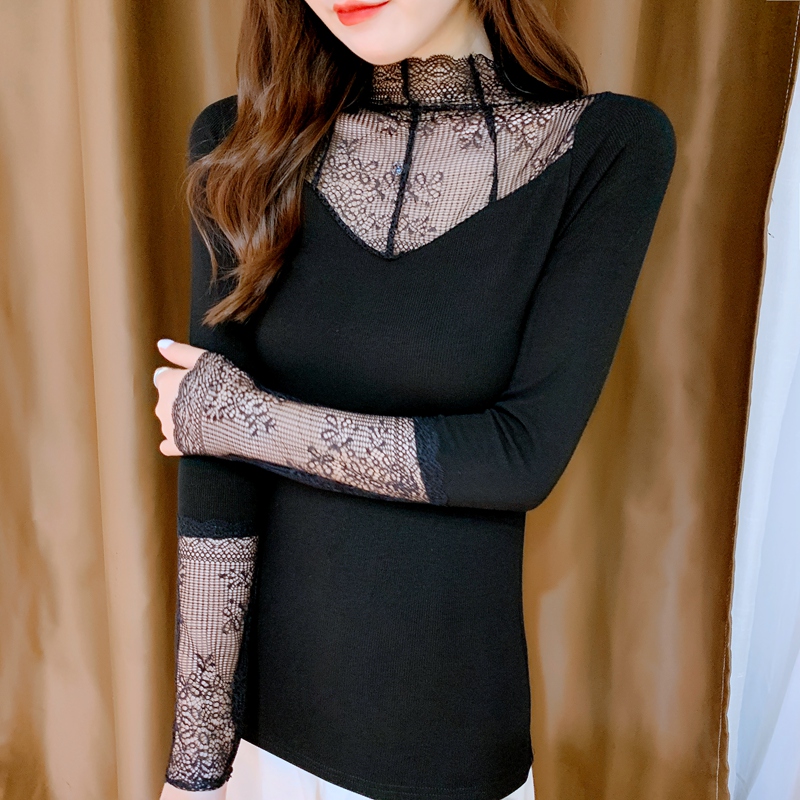 Spot lace stitching high elasticity and anti pilling knitted women's style bottom shirt