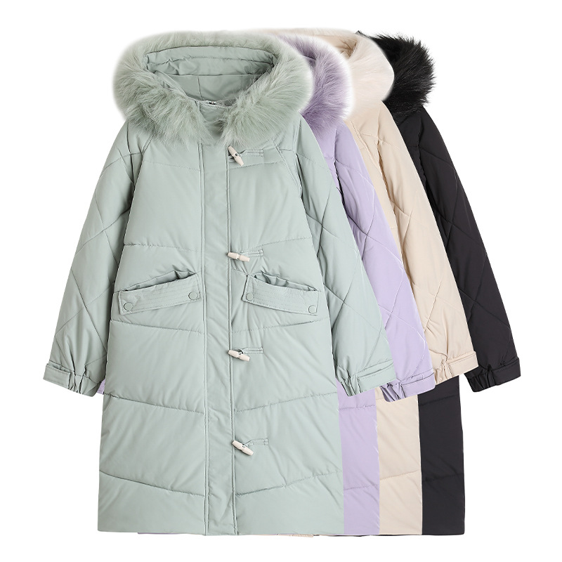 Winter New FatmmPlus size women's thick hooded woolen collar cotton jacket