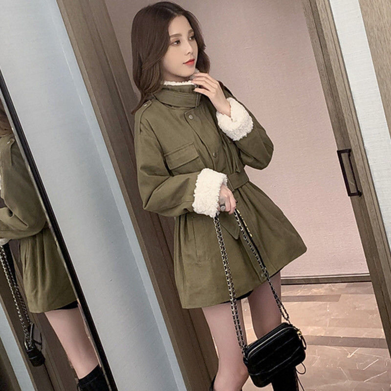 Cotton Coat Autumn and Winter New Lamb Wool Wide Coat Thick