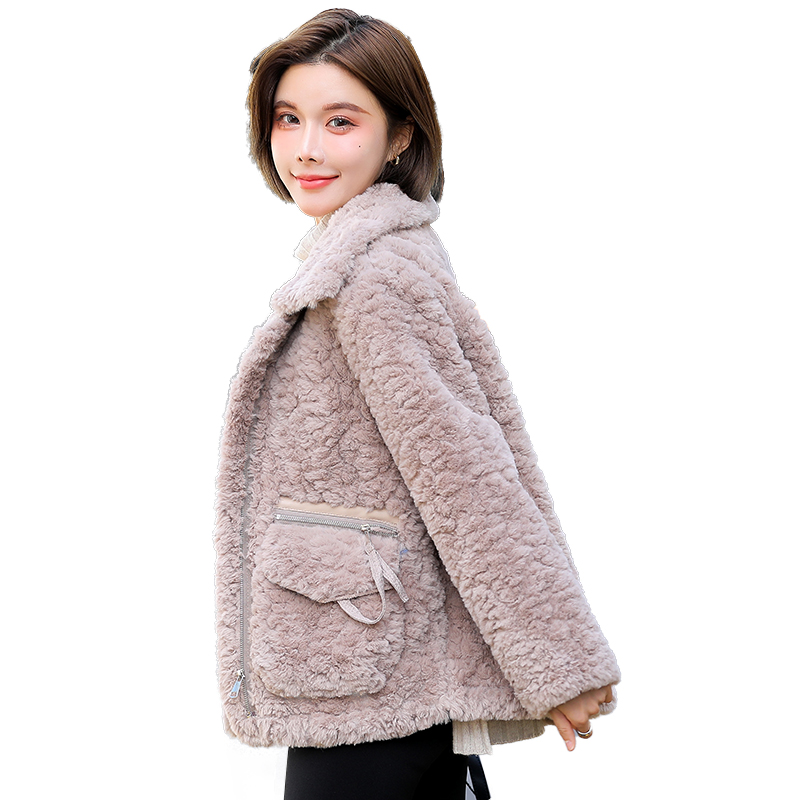Granular plush coat coat for women's mid length2021Winter New